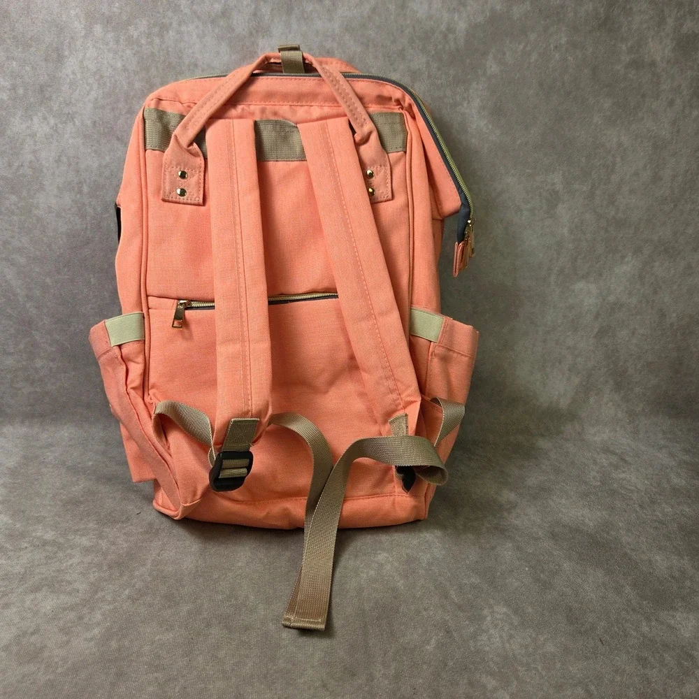 Taylor'd Baby Diaper Bag Backpack Coral Peach Insulated Bottle Pockets Canvas